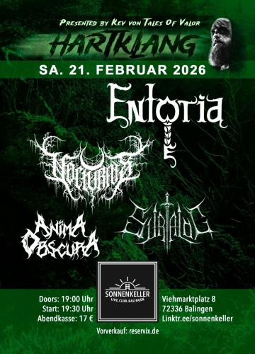 Flyer Hartklang - Entoria w/ Nocturnis & Anima Obscura