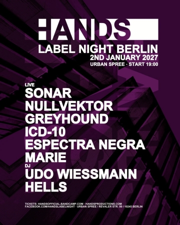Flyer Hands Label Night Berlin Januar 2027