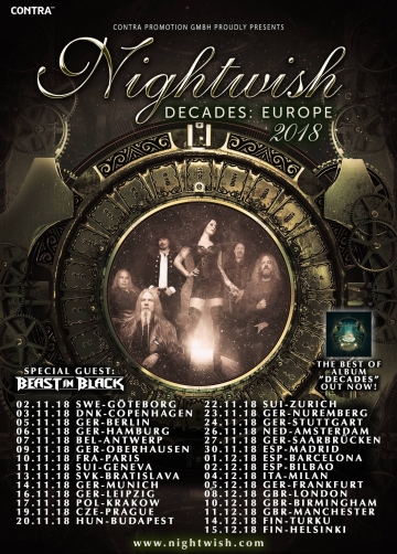 Flyer Nightwish - Decades: European Tour 2018