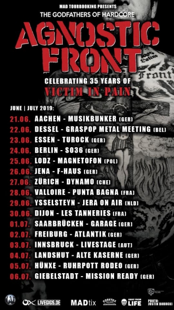 Flyer Agnostic Front - Victim In Pain - Jena 2019