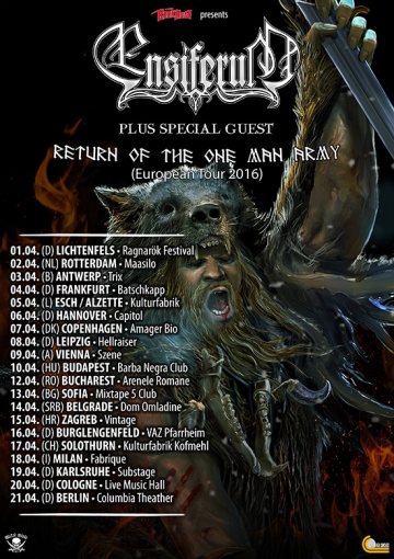 Flyer Ensiferum - The Return of the One Man Army Tour 2016