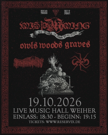 Flyer Misþyrming w/ Owls Woods Graves & Profanation & Gorrch