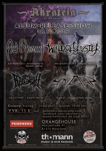 Flyer Akrateia Release w/ Waldgeflüster, Ad Nemori, Hailstone, Knaat