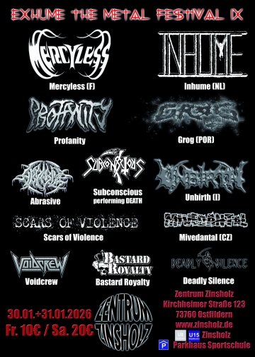 Flyer Exhume The Metal IX