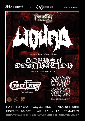Flyer Party.San WarmUp w/ Wound, Horns of Domination, Cemetery & Sacroscum