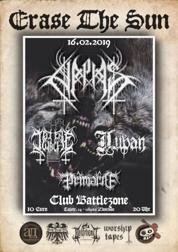 Flyer Erase The Sun - Halphas / Primaire / Totenwache / Lupan