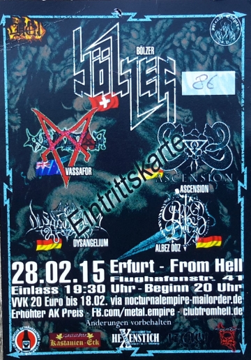 Ticket Bölzer / Ascension / Vassavor / Dysangelium / Albez Duz