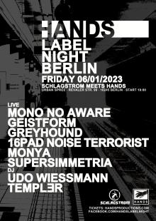 Flyer Hands Label Night Berlin Januar 2023