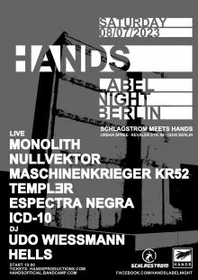 Flyer Hands Label Night Berlin Juli 2023
