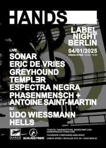 Flyer Hands Label Night Berlin Januar 2024