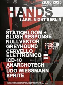 Flyer Hands Label Night Berlin Juni 2025