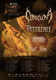 Flyer Shred Fest 2027 w/ Obscura, Pestilence, Cryptic Shift, Thus & DVRK