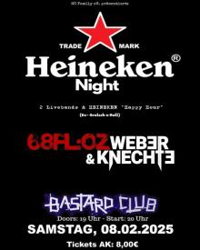 Flyer Heineken Night mit 68Fl:Oz + Weber & Knechte