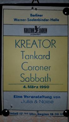 Ticket Kreator w/ Tankard, Coroner & Sabbat