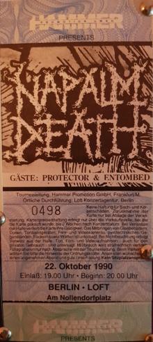 Ticket Napalm Death / Protector / Entombed