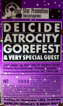 Ticket Deicide / Atrocity / Gorefest