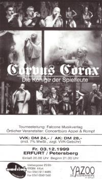 Ticket Corvus Corax - Die Könige der Spielleute 1999