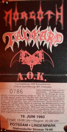 Ticket Morgoth w/ Tankard & Tiamat & A.O.K.